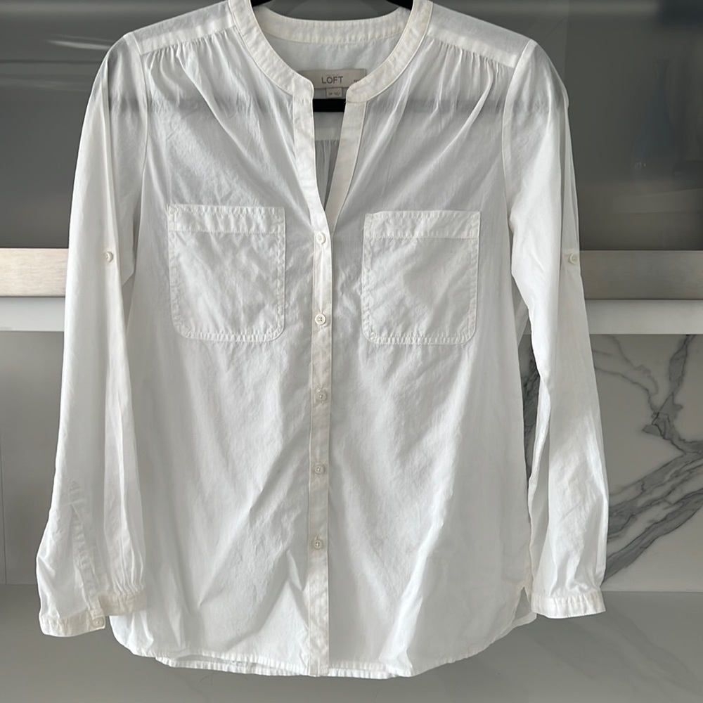 White cotton button down Loft SP